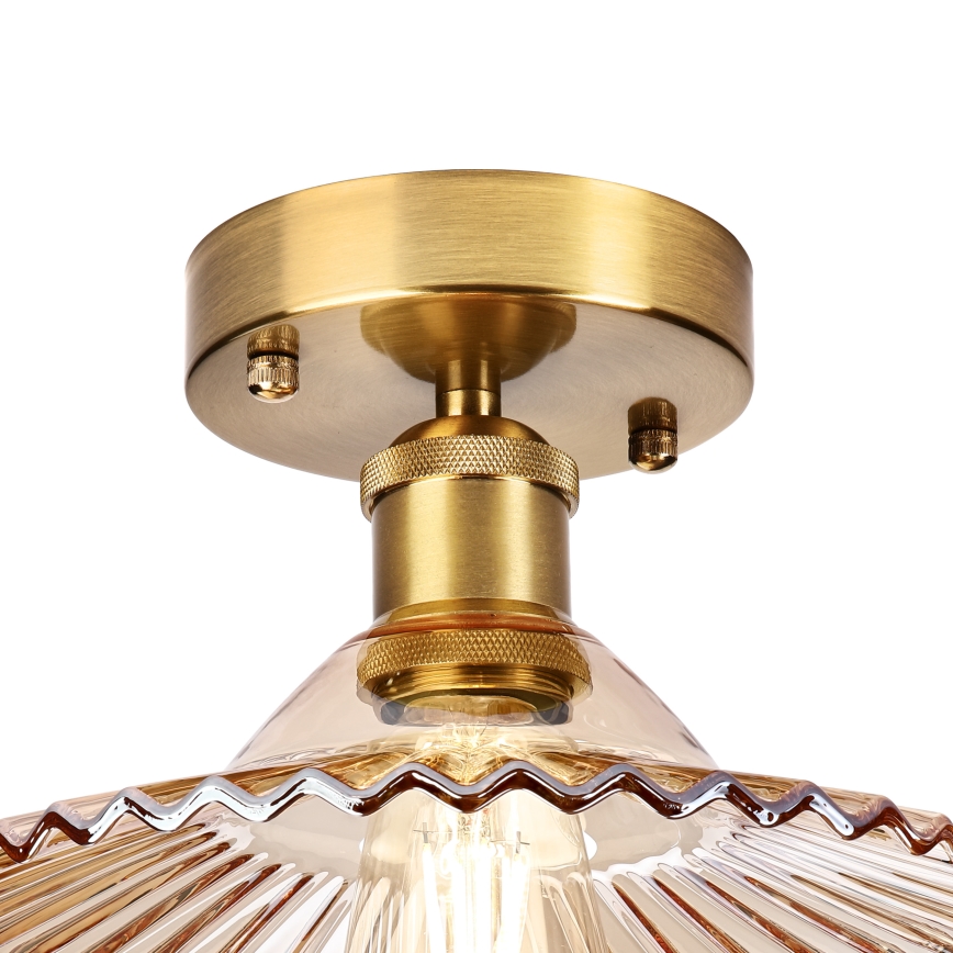 TRISH Flush-Mount Chandelier 1x E27/15W/230V, Gold/Smoked Beige
