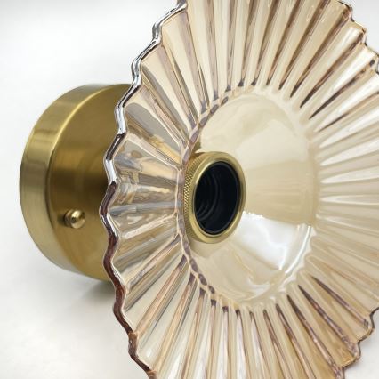 TRISH Flush-Mount Chandelier 1x E27/15W/230V, Gold/Smoked Beige