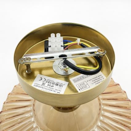 TRISH Flush-Mount Chandelier 1x E27/15W/230V, Gold/Smoked Beige