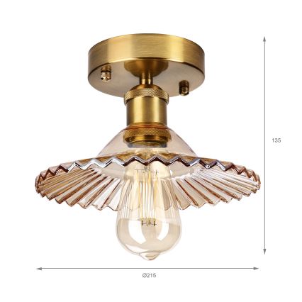 TRISH Flush-Mount Chandelier 1x E27/15W/230V, Gold/Smoked Beige