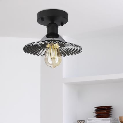 TRISH Flush-Mount Chandelier 1xE27/15W/230V, Black/Smoked Black
