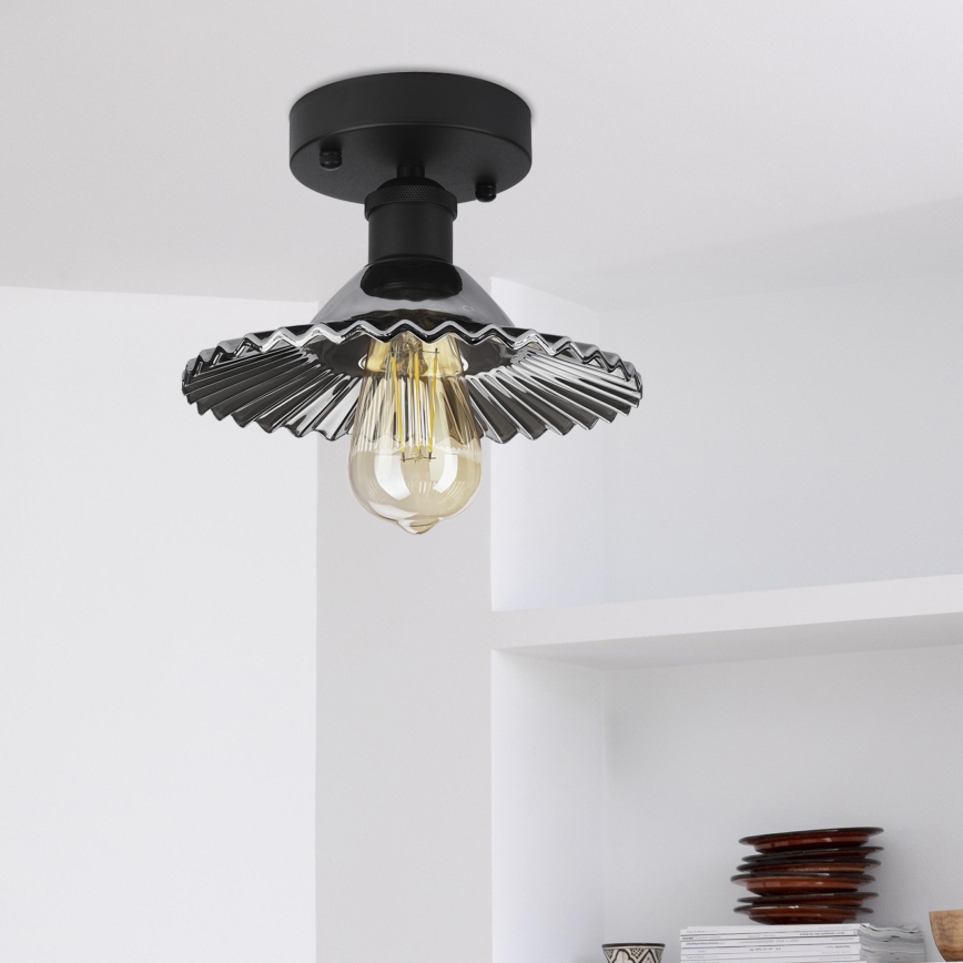 TRISH Flush-Mount Chandelier 1xE27/15W/230V, Black/Smoked Black