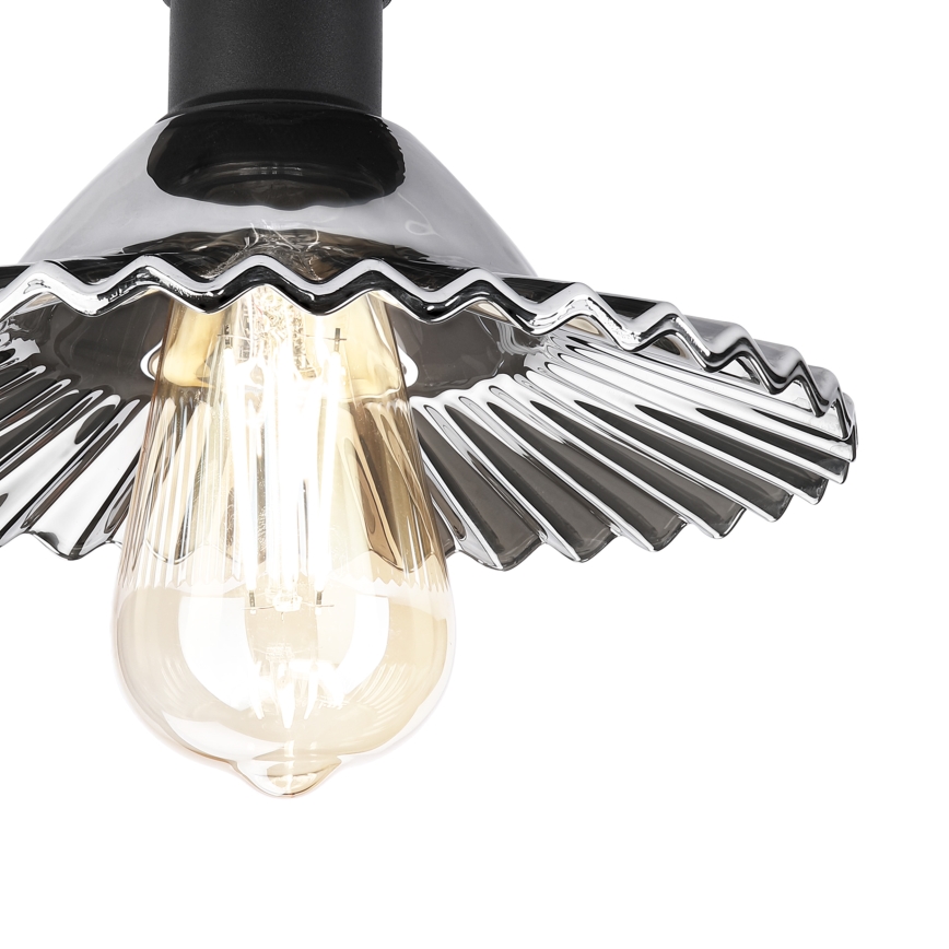 TRISH Flush-Mount Chandelier 1xE27/15W/230V, Black/Smoked Black