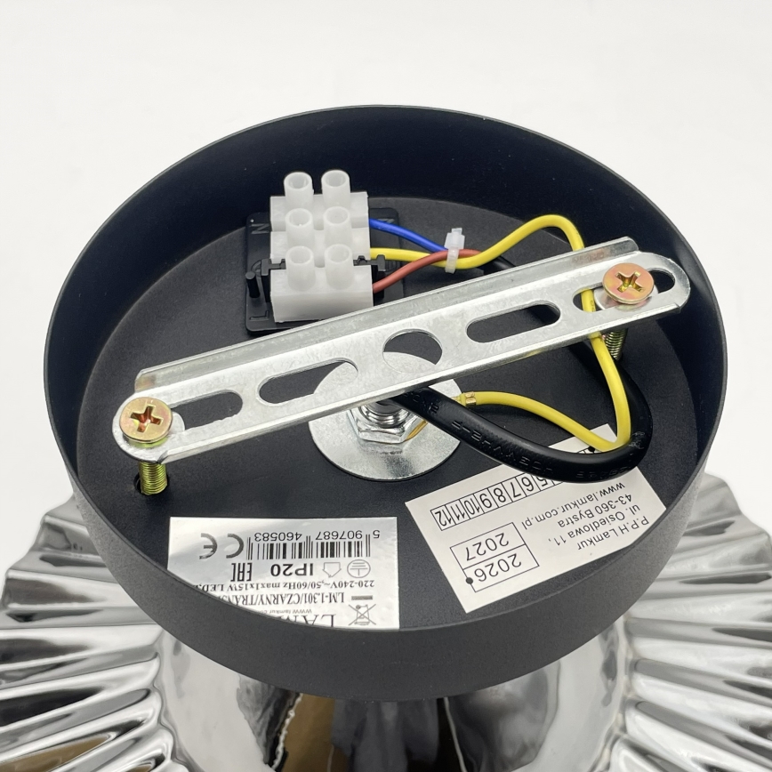 TRISH Flush-Mount Chandelier 1xE27/15W/230V, Black/Smoked Black