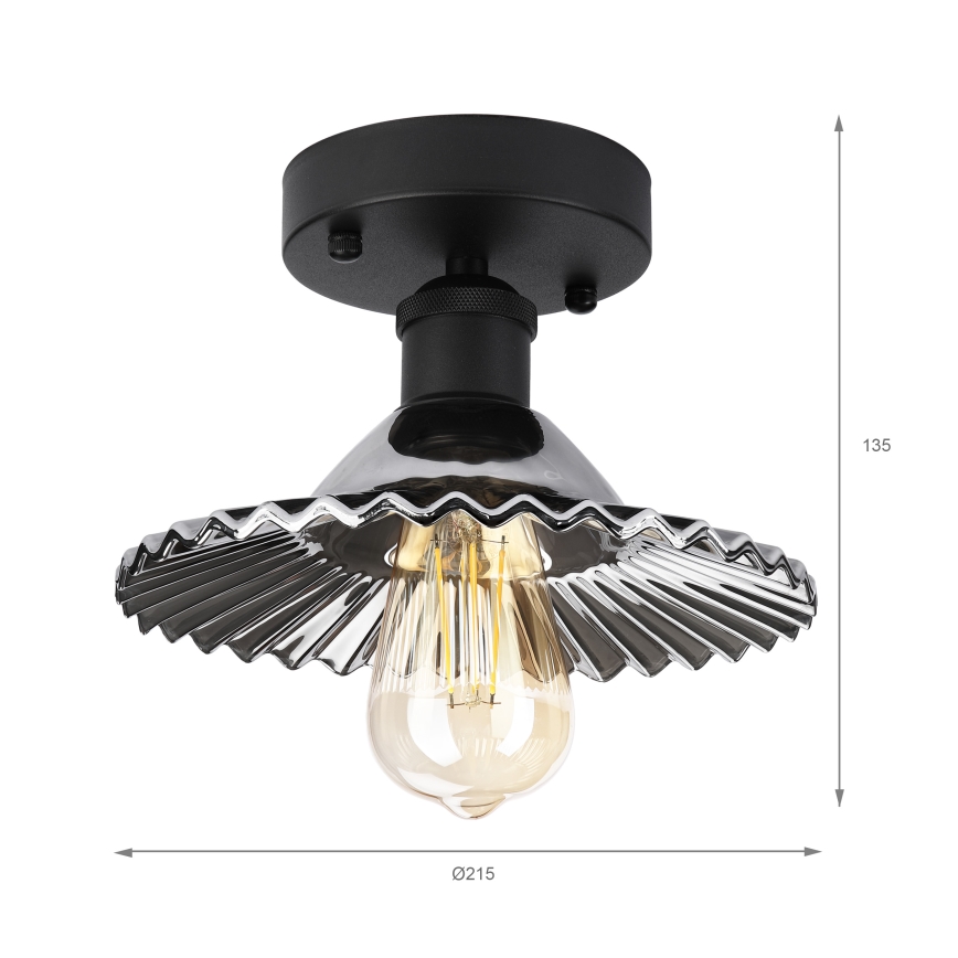 TRISH Flush-Mount Chandelier 1xE27/15W/230V, Black/Smoked Black