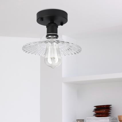 TRISH Surface-Mounted Chandelier 1xE27/15W/230V Black/Clear