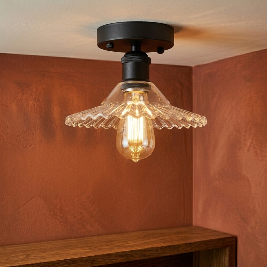 TRISH Surface-Mounted Chandelier 1xE27/15W/230V Black/Clear