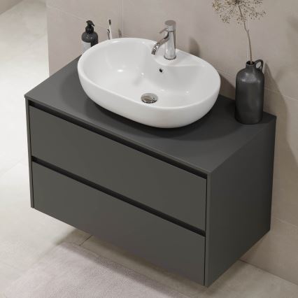 TRONDHEIM Bathroom Cabinet for 90 cm Washbasin, Anthracite