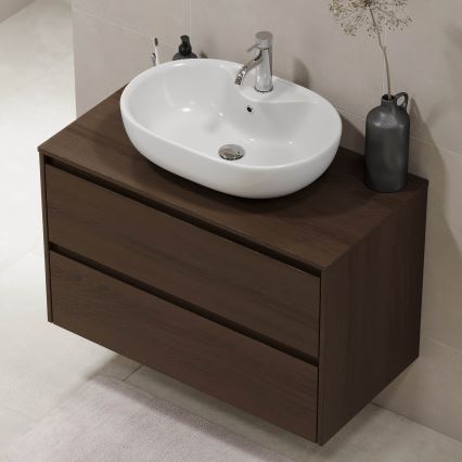 TRONDHEIM Bathroom Cabinet for Washbasin, 90x57x46 cm, Walnut