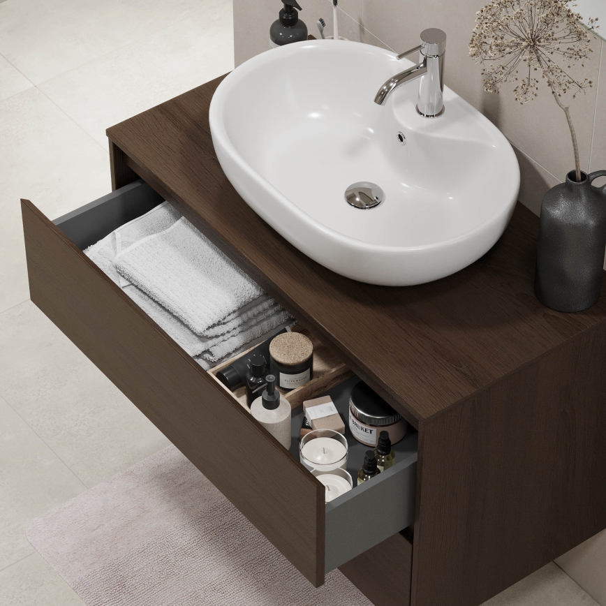 TRONDHEIM Bathroom Cabinet for Washbasin, 90x57x46 cm, Walnut