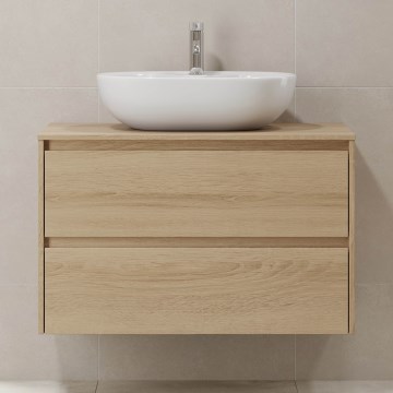 TRONDHEIM bathroom vanity for 90 cm sink, oak