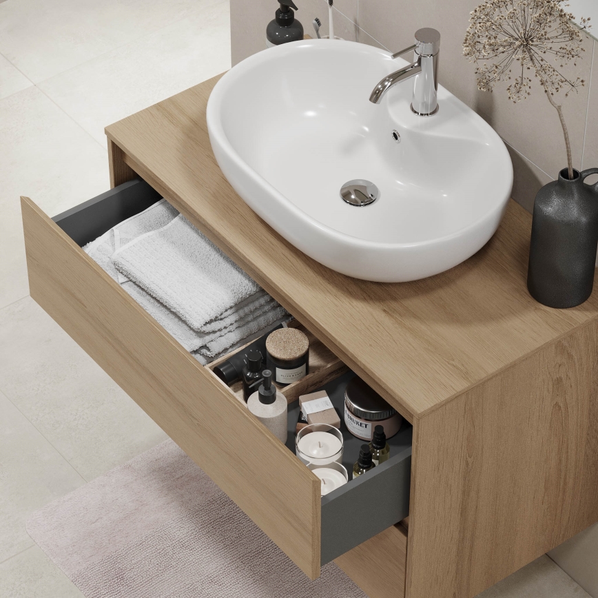 TRONDHEIM bathroom vanity for 90 cm sink, oak