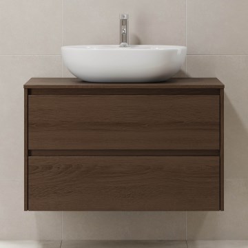 TRONDHEIM bathroom vanity for 90 cm sink, walnut