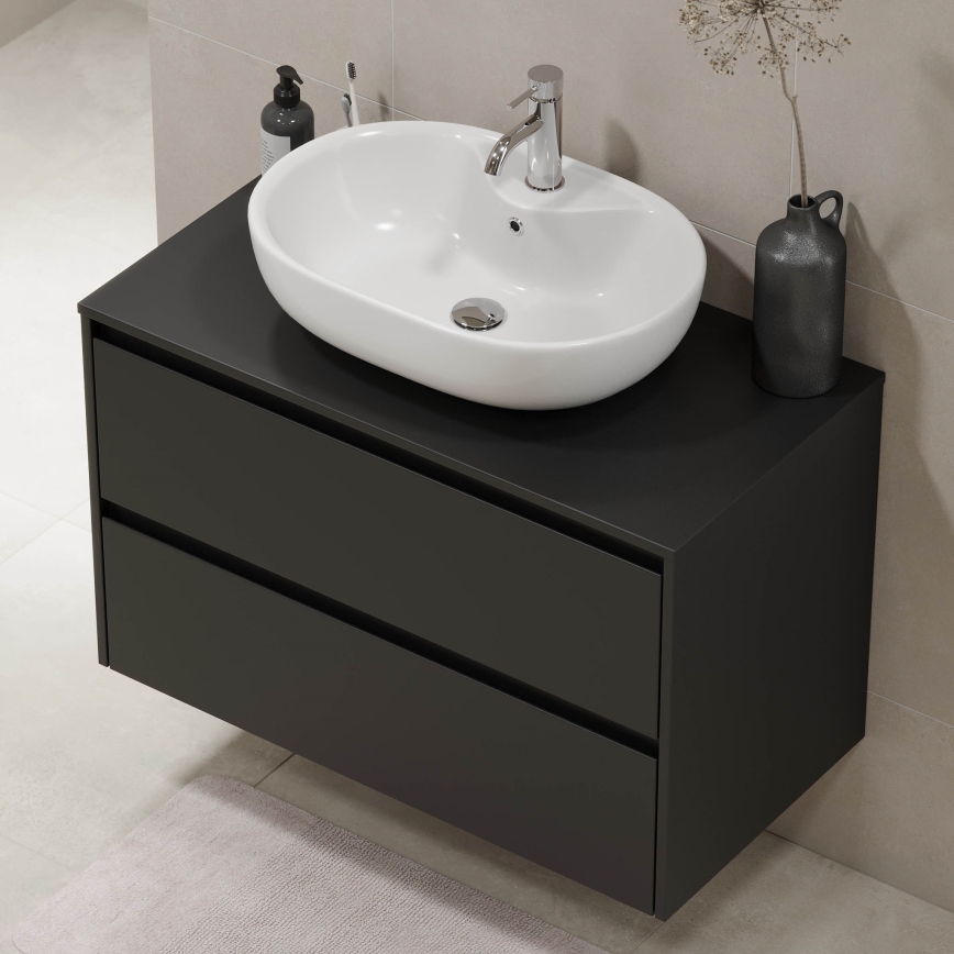 TRONDHEIM Bathroom Vanity Unit for 90 cm Sink, Black