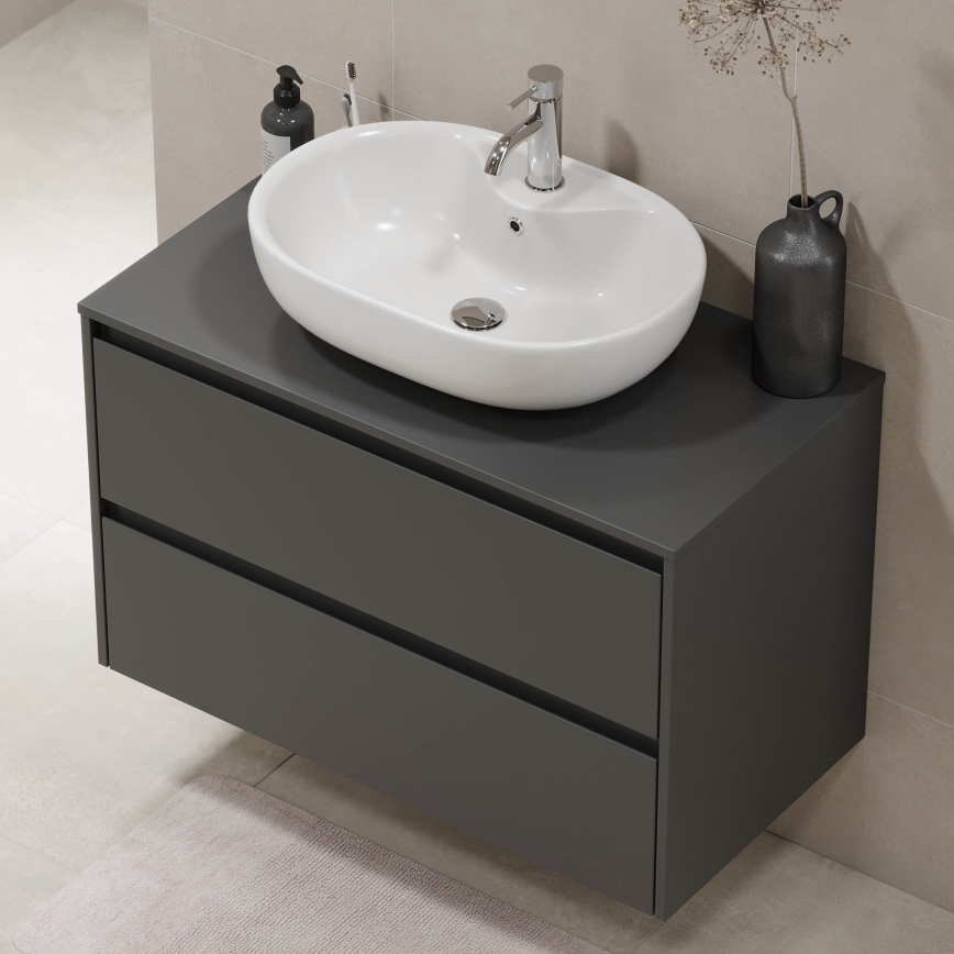 TRONDHEIM bathroom vanity unit for washbasin, 90 x 57 x 46 cm, anthracite