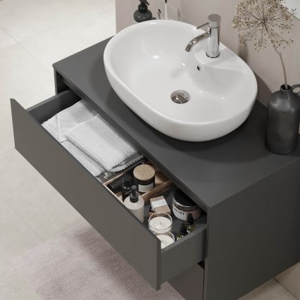 TRONDHEIM bathroom vanity unit for washbasin, 90 x 57 x 46 cm, anthracite