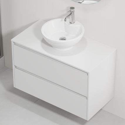 TRONDHEIM/DRAMMEN Bathroom cabinet with washbasin 90x57x46 cm white