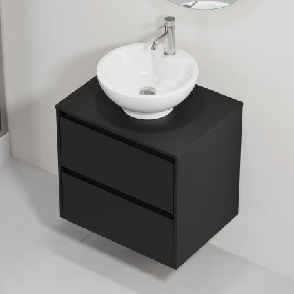 TRONDHEIM/DRAMMEN Bathroom vanity unit with basin, 60x57x46 cm, Black/White