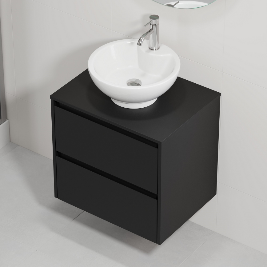 TRONDHEIM/DRAMMEN Bathroom vanity unit with basin, 60x57x46 cm, Black/White