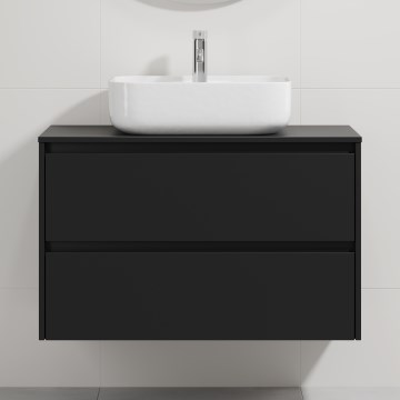 TRONDHEIM/KRISTIANSAND bathroom vanity with sink 90x57x46 cm black/white