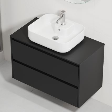 TRONDHEIM/KRISTIANSAND bathroom vanity with sink 90x57x46 cm black/white