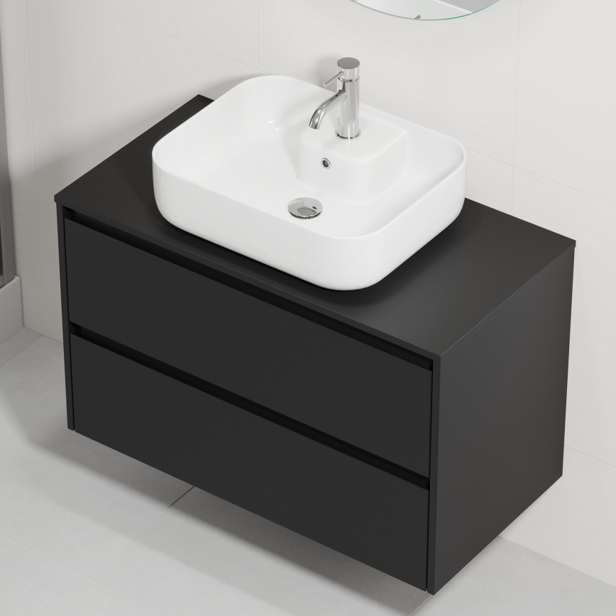 TRONDHEIM/KRISTIANSAND bathroom vanity with sink 90x57x46 cm black/white