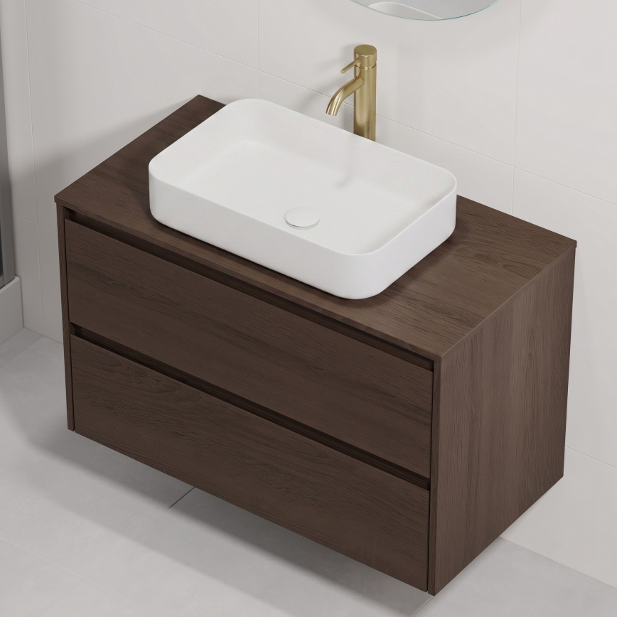 TRONDHEIM/LJORDAL 90x57x46 cm Bathroom vanity unit with basin, walnut/white