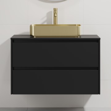 TRONDHEIM/LJORDAL 90x57x46 cm Bathroom vanity with basin Black/Brass