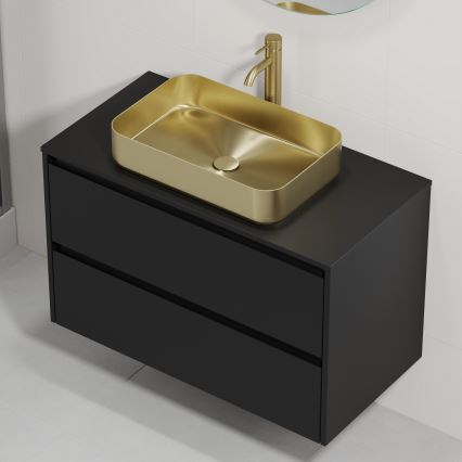 TRONDHEIM/LJORDAL 90x57x46 cm Bathroom vanity with basin Black/Brass