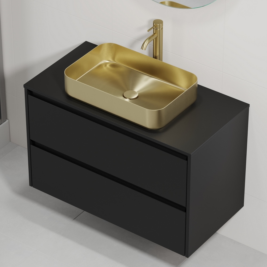 TRONDHEIM/LJORDAL 90x57x46 cm Bathroom vanity with basin Black/Brass