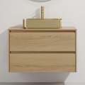 TRONDHEIM/LJORDAL Bathroom vanity unit with integrated basin, 90x57x46 cm, Oak/Brass