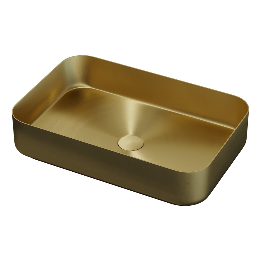 TRONDHEIM/LJORDAL Bathroom vanity unit with integrated basin, 90x57x46 cm, Oak/Brass