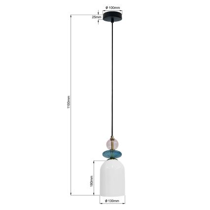 TROPEA Cable-Hung Pendant Lamp 1x E27, 15W, 230V — Black/Smoky Purple/Blue/White