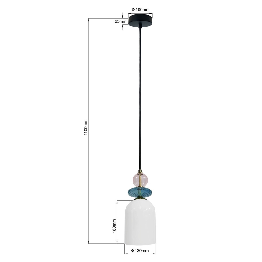 TROPEA Cable-Hung Pendant Lamp 1x E27, 15W, 230V — Black/Smoky Purple/Blue/White