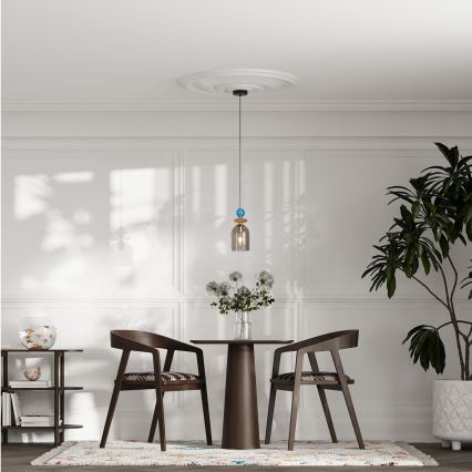 TROPEA Cable Pendant Light 1xE27/15W/230V Black / Smoky Blue / Beige