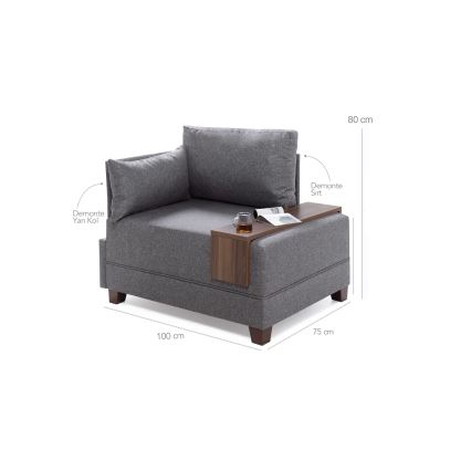 TULA Left Corner Armchair, Brown