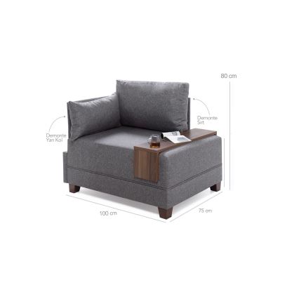 TULA Left Corner Armchair, Gray