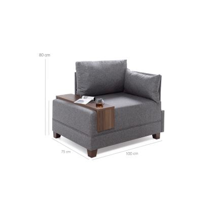 TULA Right-hand Grey Corner Armchair