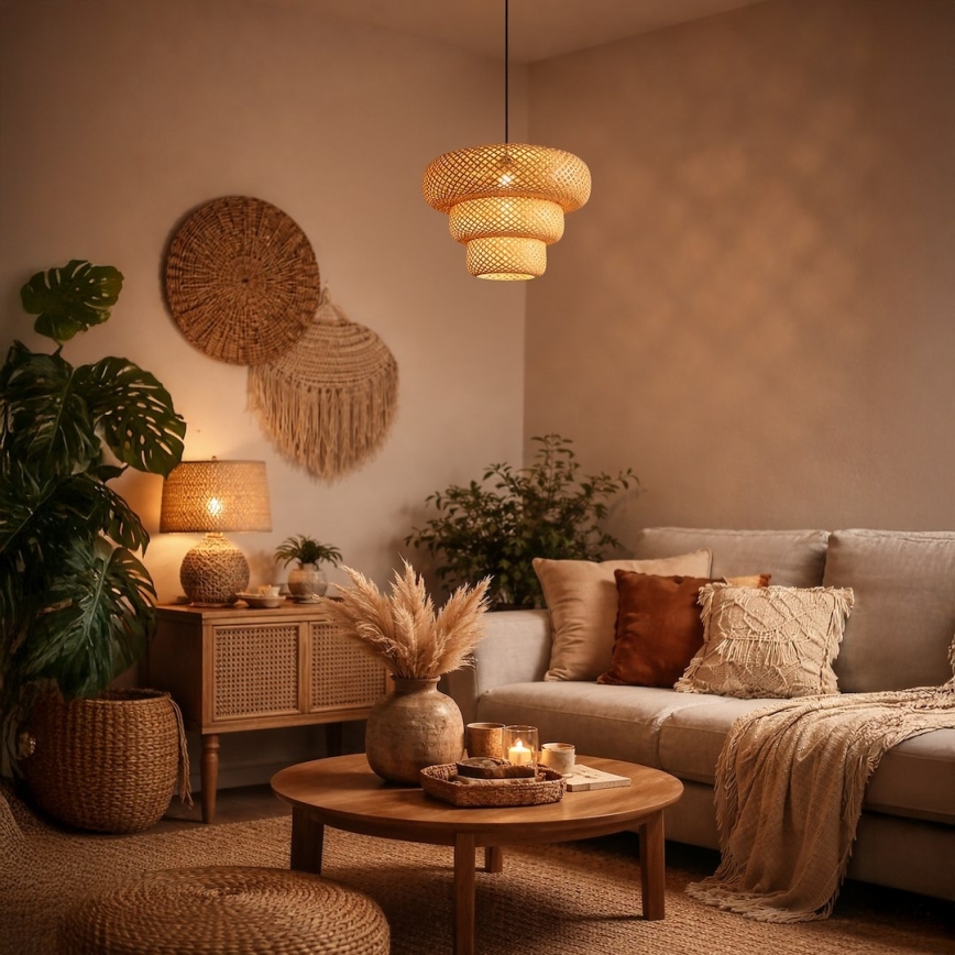 TULUM Pendant Light on Cord 1xE27/15W/230V Bamboo