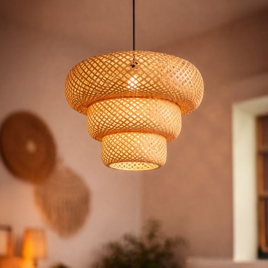 TULUM Pendant Light on Cord 1xE27/15W/230V Bamboo