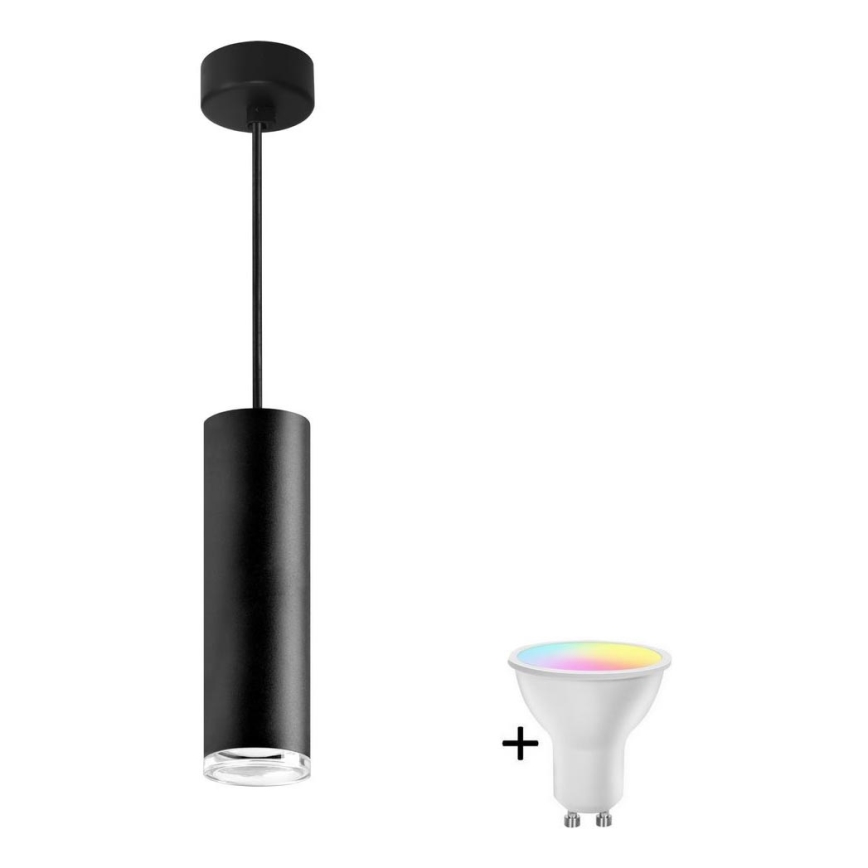 TURYN Black Dimmerable Bathroom Pendant Light with LED RGBW 1xGU10/6.5W/230V 2700-6500K Wi-Fi IP44