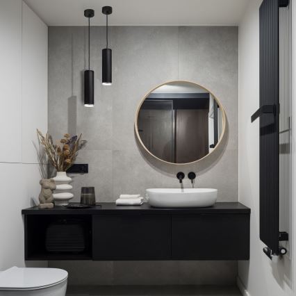 LED RGBW Dimmable Cable-Suspended Bathroom Pendant TURYN 1xGU10/4,8W/230V 3000K IP44 Black + Remote Control
