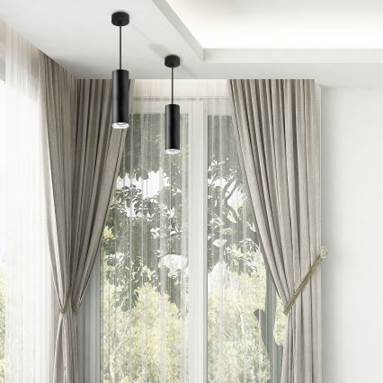 LED RGBW Dimmable Cable-Suspended Bathroom Pendant TURYN 1xGU10/4,8W/230V 3000K IP44 Black + Remote Control
