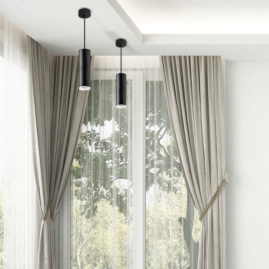 LED RGBW Dimmable Cable-Suspended Bathroom Pendant TURYN 1xGU10/4,8W/230V 3000K IP44 Black + Remote Control