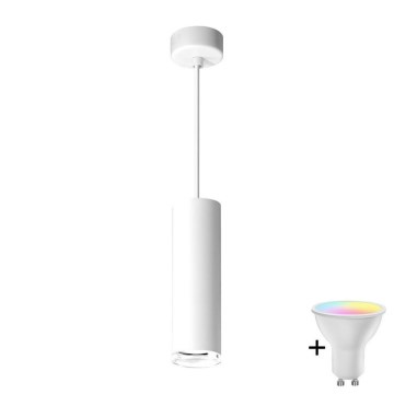 TURYN LED RGBW Dimmable Bathroom Pendant on Cable, 1x GU10/4,8W/230V, 3000K, IP44, White + Remote Control