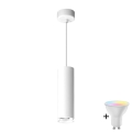 TURYN LED RGBW Dimmable Bathroom Pendant on Cable, 1x GU10/6W/230V, 3000K, IP44, White + Remote Control