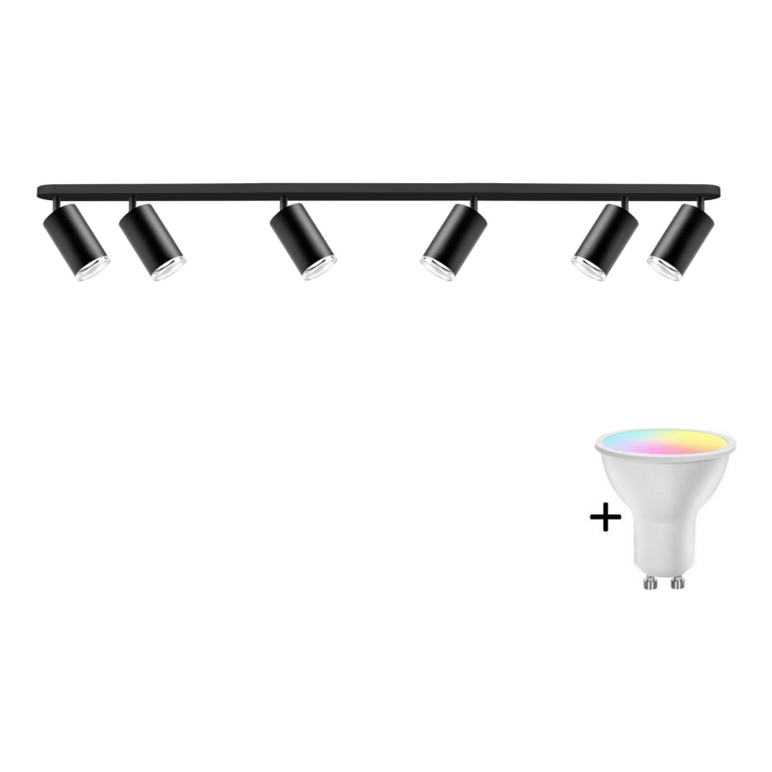 TURYN LED RGBW Dimmable Bathroom Spot Light 6xGU10/6.5W/230V 2700-6500K Wi-Fi IP44 Black