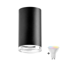TURYN LED RGBW Dimmable Bathroom Spotlight, 1x GU10/6W/230V, 3000K, IP44, Black + Remote Control