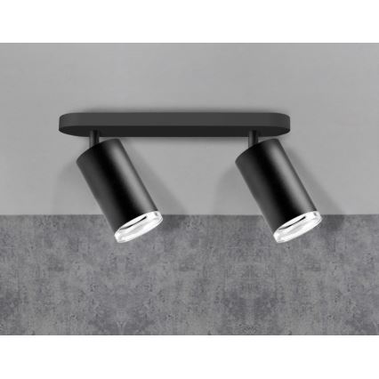 LED RGBW Dimmable Bathroom Spotlight TURYN 2xGU10/6W/230V 3000K IP44 Black + Remote Control