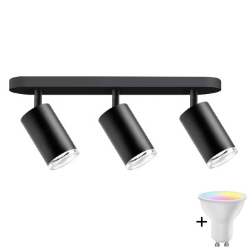 TURYN LED RGBW Dimmable Bathroom Spotlight 3xGU10/6.5W/230V 2700-6500K Wi-Fi IP44 Black